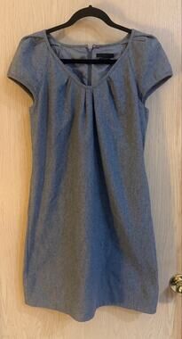 Cue Australia Size 10 Gray Wool Blend Pleated Shift Dress